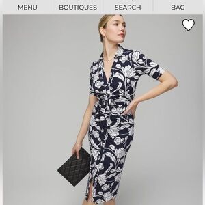 WHBM ruched tie waist dress